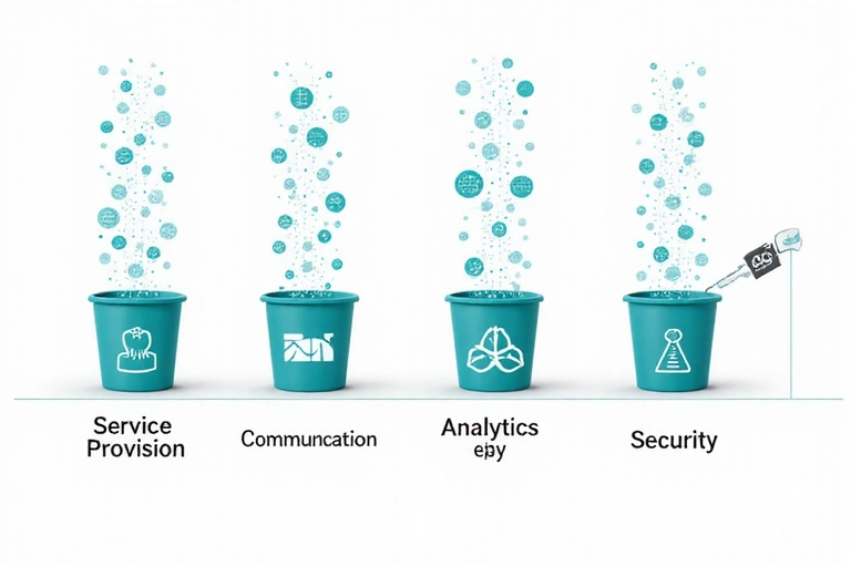 Abstract representation of data flowing into different categories